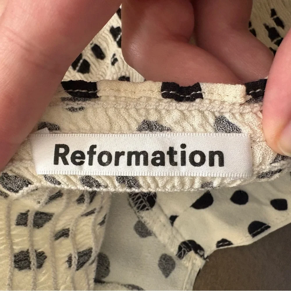 Reformation Reign Top Ink Blot Print Black White Sweetheart Neckline Size 0